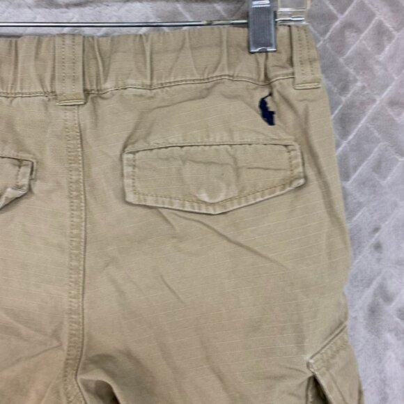 Polo Ralph Lauren Boys 12 Cargo Shorts Tan Brown Rip Stop Pull On Logo - Picture 14 of 16